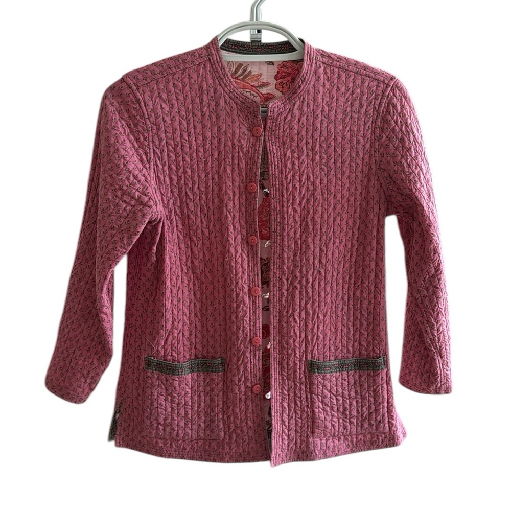 Quilted Reversible Jacket Pink Print M - Picture 2 of 5